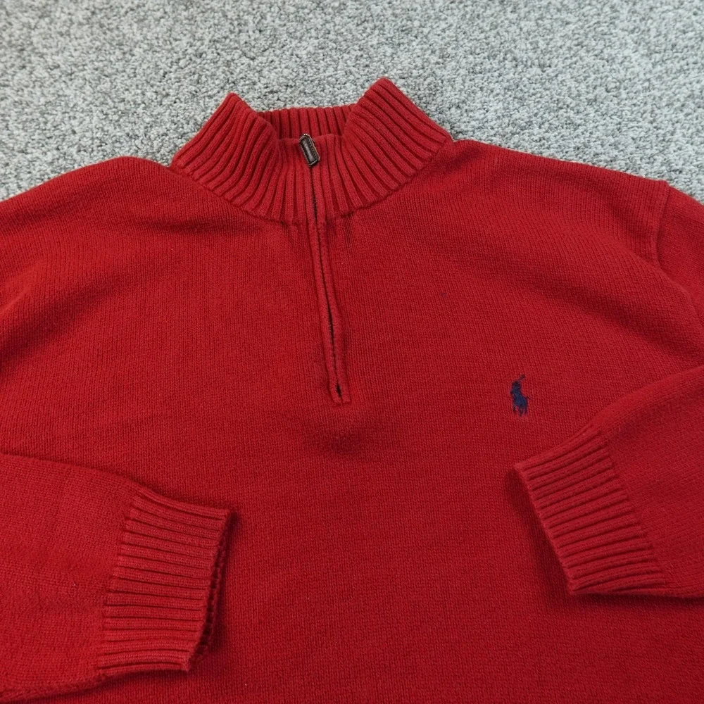 VTG Polo Ralph Lauren Sweater Mens 3XB Red Pony Logo 1/4 Zip‎ Mock Neck Pullover